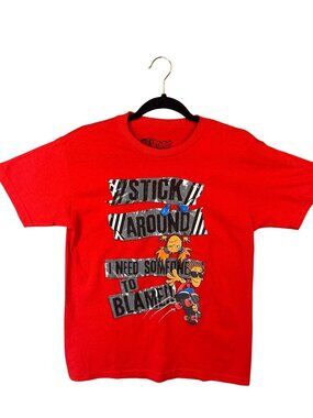 Stick Around Red Graphic Tee Hybrid Youth Size 14/16 100% Cotton NWOT